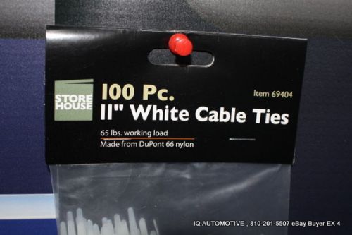 100 PIECES - 11&#034; WHITE NYLON CABLE TIES - BRAND NEW - MANY USES - HOME &amp; SHOP