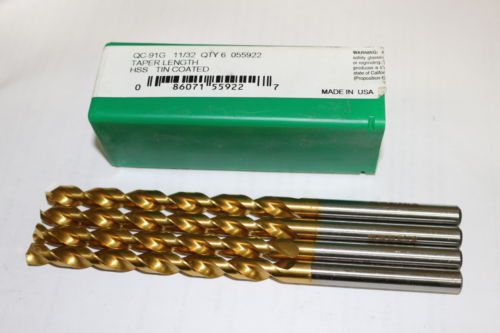 1 new ptd 11/32&#034; qc-91g precision twist taper length drill bit tin parabolic usa for sale