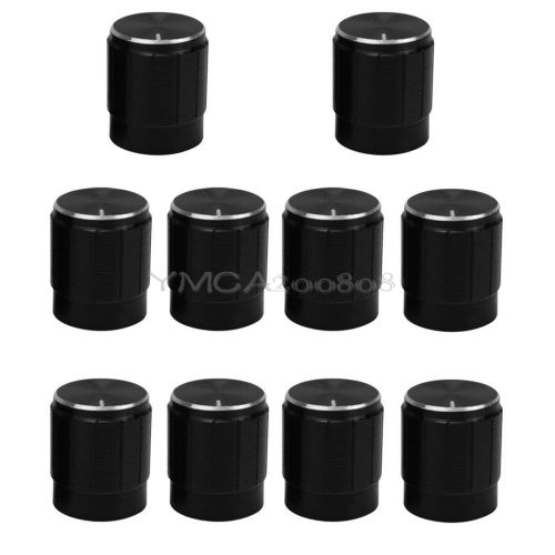 10x Replacement Metal Plastic Volume Control Rotary Knobs Caps Black 1.5x1.7cm