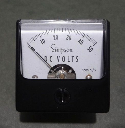 Simpson Panel Mount  0-50 volt DC Meter - Model 1212 - part # 09545 - Small Size