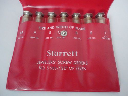 7 pc Set Starrett Jewelers Screw Drivers Screwdrivers No. S 555-7 Machinist Case