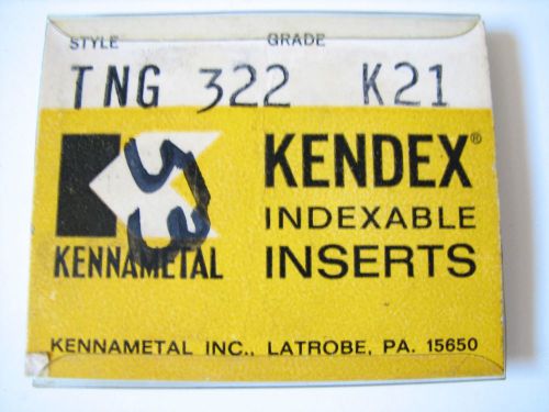 KENNAMETAL 10 (MINUS -1) KENDEX INDEXABLE INSERTS TNG 322 K21 NEW !