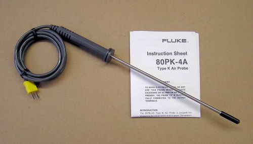 Fluke 80pk-4a type k air temperature probe, new, free shipping for sale
