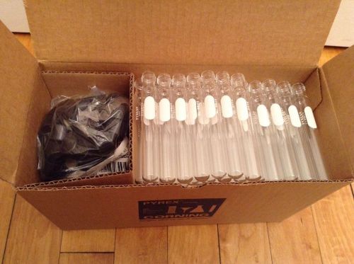BRAND NEW Pack of 139 Corning Pyrex Culture Tubes w/ Rubber Sealed Lids