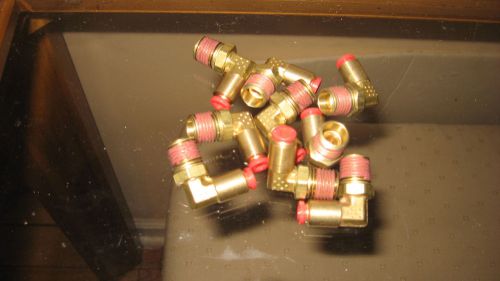 Lot of 9 nycoil male elbow 90°  1/8&#034; tube x1/4&#034; nptf male brass new for sale