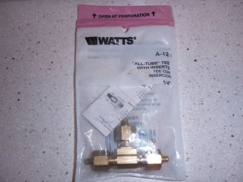 Watts 1/4&#034; Brass Compression &#034;All Tube&#034; Tee A-12 With Inserts - NEW