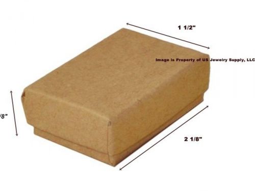100 Small Kraft Cotton Fill Jewelry Packaging Gift Boxes 2 1/8&#034; x 1 1/2&#034; x 5/8&#034;