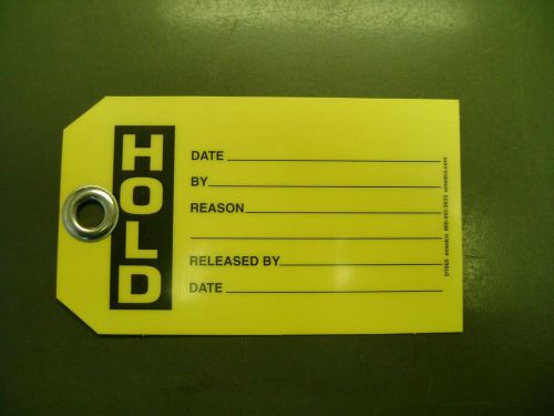 Emedco Service/Sold-Hold Tag, 3-3/8&#034; x 5-3/4&#034;, Black/Yellow, Met, PK of 25