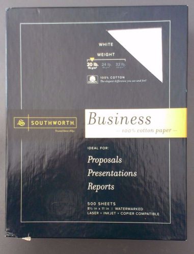 Southworth 13C 500 sheets 100% Cotton Paper White 20 lb Business Resume Thesis