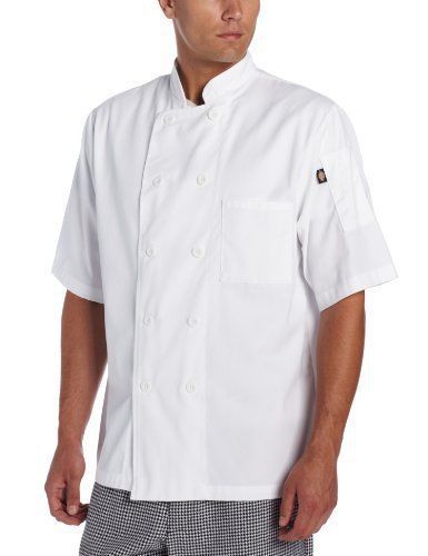 Dickies Men&#039;s Donatello Short Sleeve Classic Chef Coat, White, X-Small