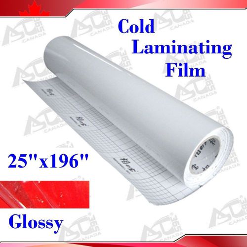 small roll 25x196&#034; (0.7x5Yards) 3Mil Glossy UV Luster Vinyl Cold LaminatingFilm