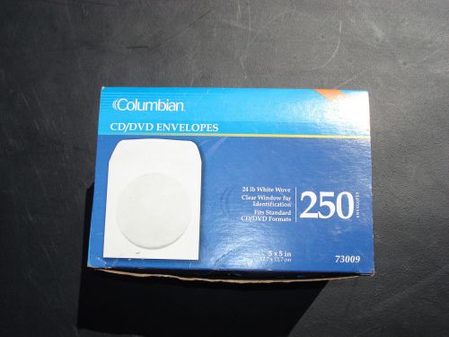 250 Count 5X5 White CD/DVD Paper Sleeve Envelope w/ clear window