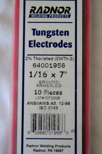 Radnor Tungsten Electrodes 1/16 x 7 10 pack 2% Thoriated
