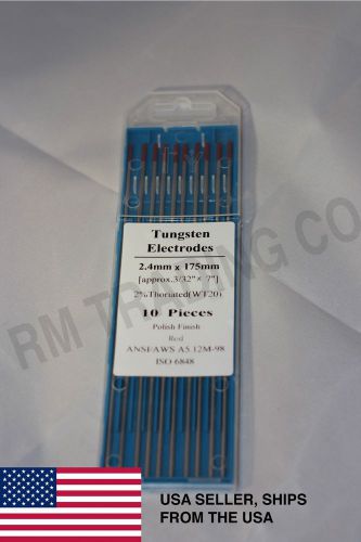10 2% thoriated tungsten tig weld electrodes 3/32&#034; x 7&#034; free shipping us seller! for sale