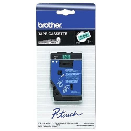 Brother P-Touch Black on Green TC8001