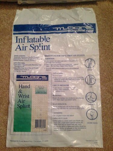Emergency inflatable air splint hand &amp; wrist moore medical corp for sale