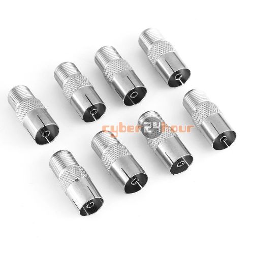 8pcs f female jack to iec pal dvb-t tv female jack rf adapter connector for sale