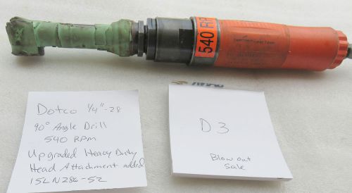 D3 Dotco 1/4-28 Right Angle Drill 15LN286-52 0.9HP Heavy Duty Thread Head 540RPM