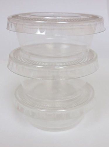 Crystalware Disposable Plastic Portion Cups with Lids, 100 Sets (1.5 oz.) Clear