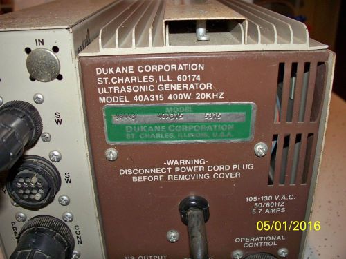 Dukane Ultrasonic Welding Components, 40A315, 43A75 &amp; 41A20, 400W 20KHZ