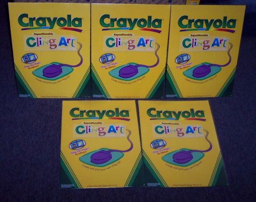 5 NEW PKGS CRAYOLA REPOSITIONABLE CLING ART CLEAR FILM FOR INKJET PRINTERS
