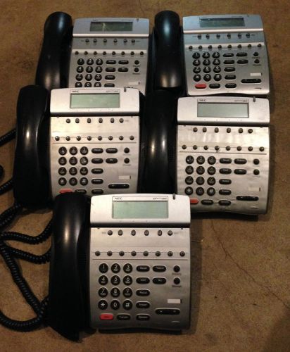 Lot of 5 - NEC Dterm 80 Phones P/N: DTH-8D-2(BK)TEL Black Business Telephones
