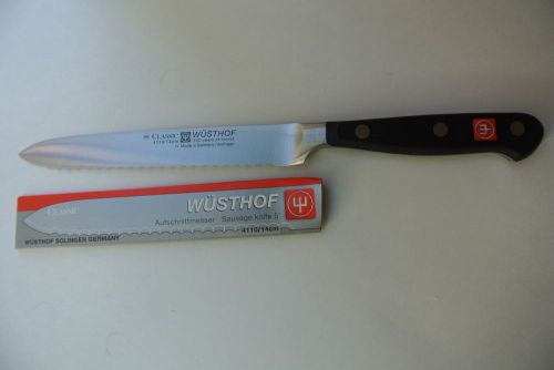 New Wusthof Classic 5&#034; PEtec, NSF,Serrated Sausage/Utility Knife  #4110/14 cm.