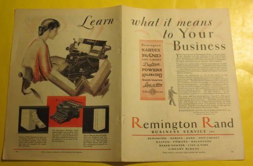 Remington Rand Business Services 2 Page 1928 Advertisement Great Illus Nice SEE!