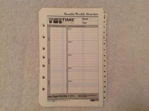 TSI Time Systems Inc~1 Month Worth of Daily Planner Refill Pages~7 Hole~17 Pages