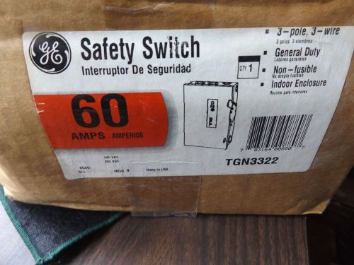NEW General Electric GE TGN3322 Safety Switch 60A Disconnect 240VAC/250VDC