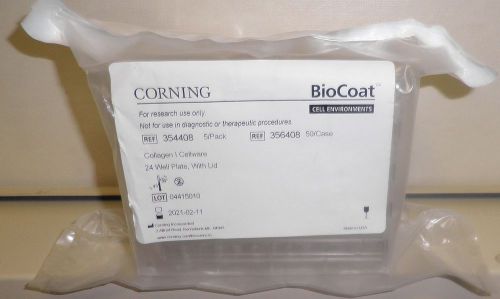 5 pack corning 354408 biocoat collagen i 24-well plates with lid exp: 2021-02-11 for sale