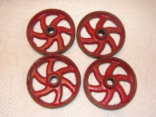 4 Vintage 4.5&#034;  6 Spoke Cast Iron Wheels For Hit Miss Cart