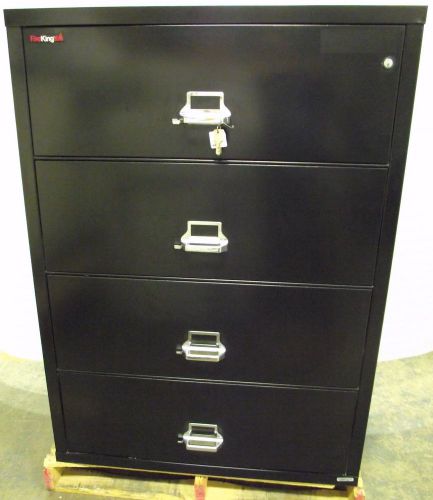 FireKing Fireproof Lateral File Cabinet  4-Drawer 38&#034;  (Black) #4 / Warranty