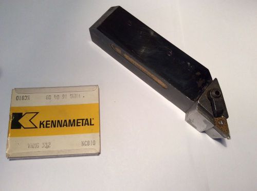 KENNAMETAL DVJNL-203D 1-1/4&#034; SHANK INDEXABLE LATHE TOOL HOLDER with 4 inserts