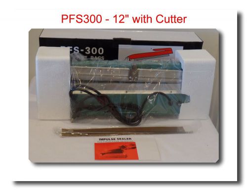 Pfs300c 12&#034; hand impulse sealer  w/cutter heat seal machine +2 accessories  kits for sale