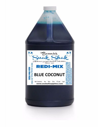 Snow Cone Syrup BlUE COCONUT Flavor. 1 GALLON JUG Buy Direct Licensed MFG