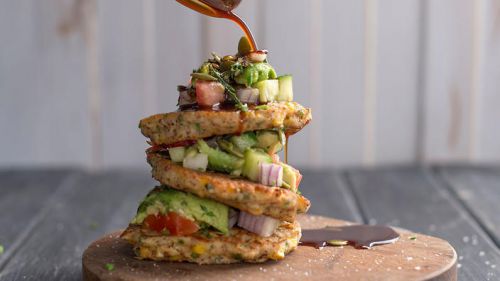 Corn fritters with avocado salsa RECIPE