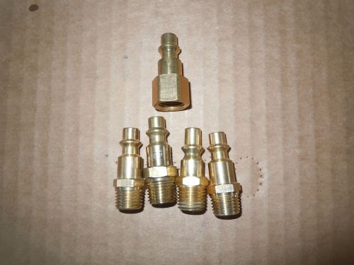 5 pc solid brass air hose connectors-1/4&#034; npt threads-male&amp;female for sale