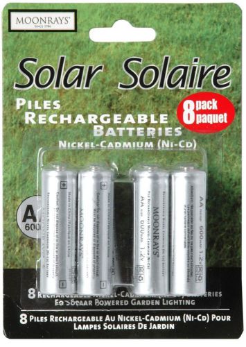 Moonrays 47740SP 8 Pack Solar Batteries 600mAh AA, Pack of 8 Batteries