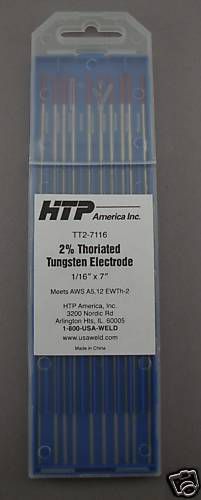 10 2% thoriated tungsten tig weld electrodes 1/16&#034; x 7&#034; for sale