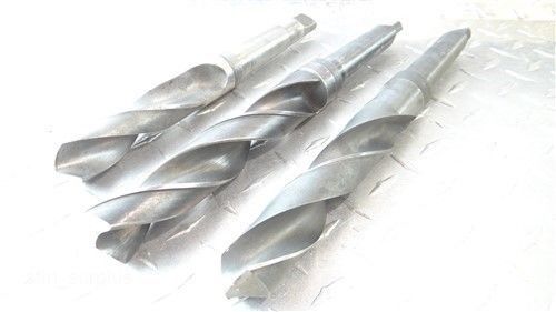 LOT OF 3 HSS 3MT TAPER SHANK DRILLS 1-15/32&#034; 1-1/8&#034; 1-15/64&#034; RICH TOOL CO.