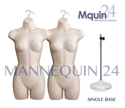 2 pcs MANNEQUINS +1 STAND + 2 HANGERS FLESH DRESS BODY FORM FOR WOMAN CLOTHING