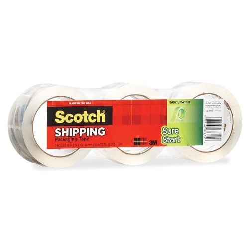 Scotch Sure Start Shipping Packaging Tape, 1.88 Inches x 54.6 Yards, 3 Rolls