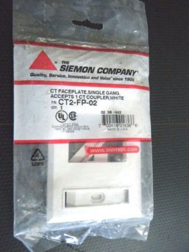 New Siemon CT2-FP-02 CT Faceplate Single Gang 1 CT Coupler White 1 Per Buy