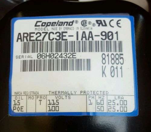 New Copeland Refrigeration Compressor ARE27C3-IAA-901 ARE27C3E-IAA-901 POE Oil
