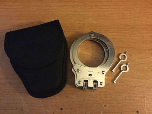 Peerless hinged handcuffs &amp; bianchi patroltek nylon case for sale