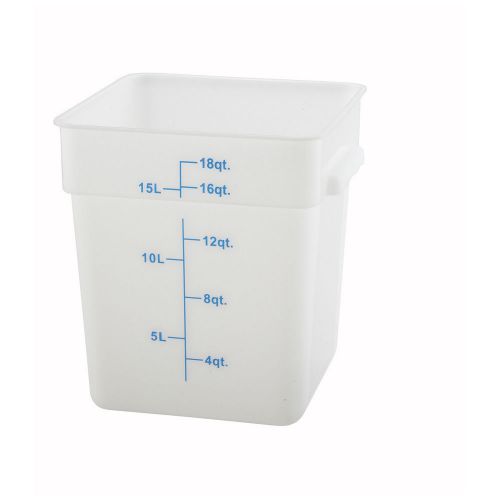 Winco pesc-18, 18-quart white square polyethylene food storage container, nsf for sale