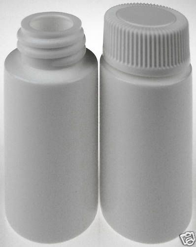 Plastic Vials/Bottles w/White Lids, 6-mL/6 cc, 100-Pack, New