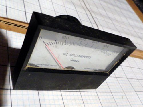 SIMSPON ELECTRIC CO 07187 525-447-3 DC Milliamperes 0 to 500 mA rectangle gauge