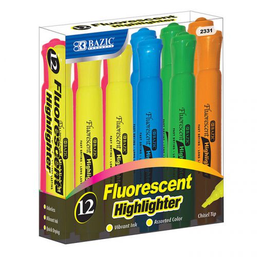 BAZIC Desk Style Fluorescent Highlighters (12/Box)  of-12